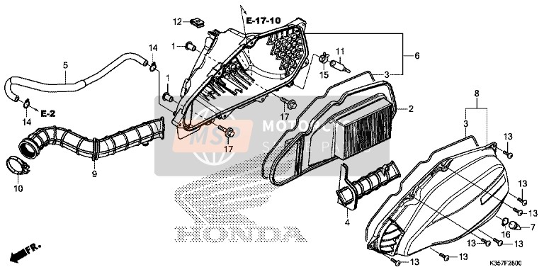 17215KWN980, Duct, Air Cleaner, Honda, 0